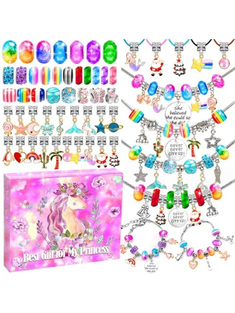 Charm Bracelet Making Kit DIY Jewelry Set Beads Gift Box Girls Craft Jewelry